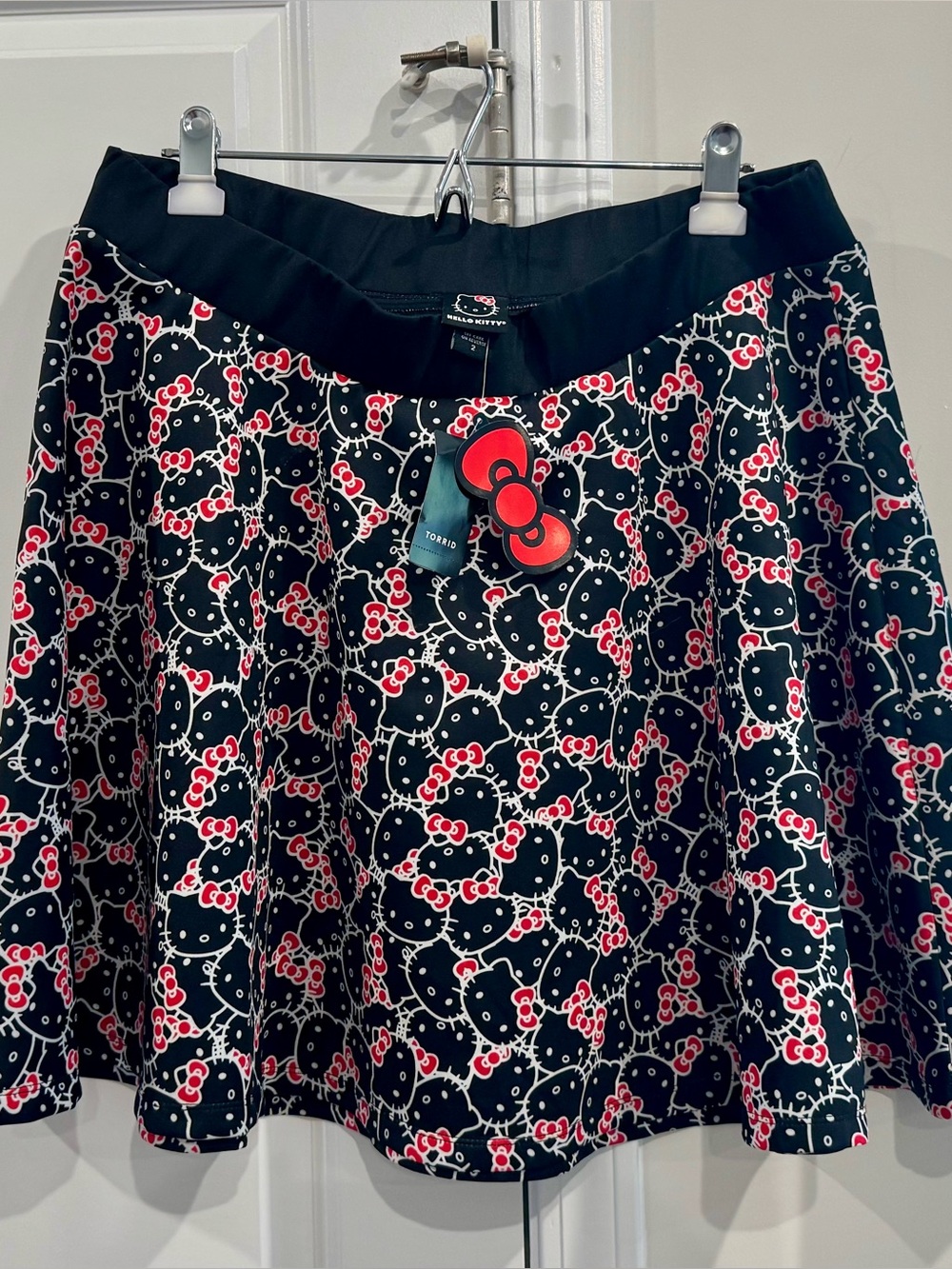 Hello Kitty Torrid Black & Red Printed A-Line Skirt